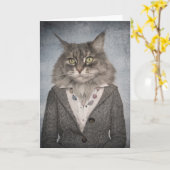 Kat in kleding kaart (Gele Bloem)