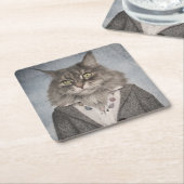 Kat in kleding kartonnen onderzetters (Schuin)