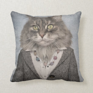 Kat in kleding kussen