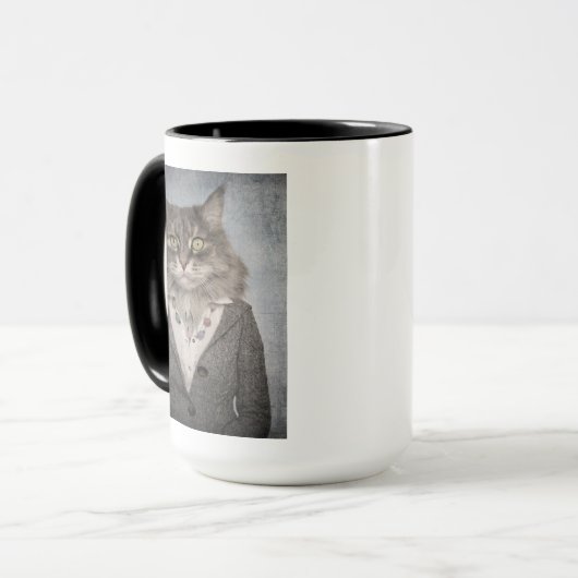 Kat in kleding mok (Voorkant links)