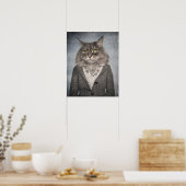 Kat in kleding poster (Keuken)