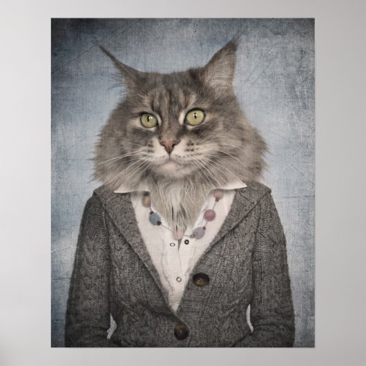 Kat in kleding poster (Voorkant)