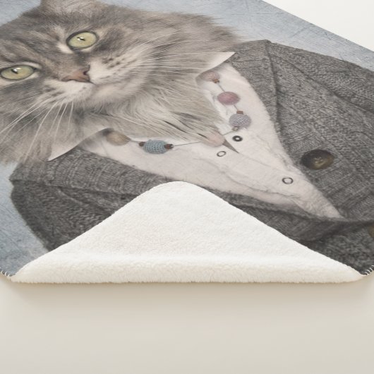 Kat in kleding sherpa deken (3/4)