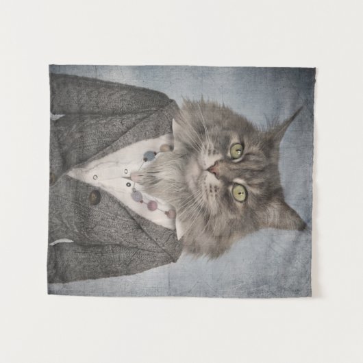 Kat in kleding wandkleed (Voorkant (horizontaal))