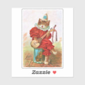 Kat in kleren aan trommelspellen sticker (Vel)