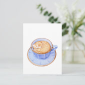 Kat in koffie briefkaart (Staand voorkant)
