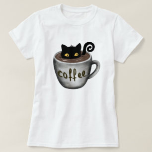 Kat in koffie Mok Grafische T - shirts op shirten