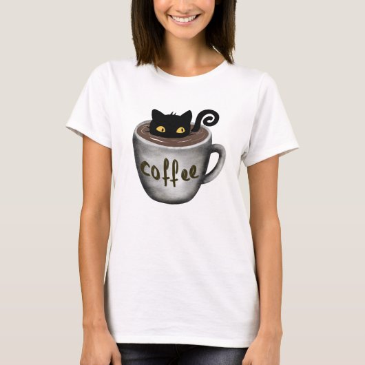 Kat in koffie Mok Grafische T - shirts op shirten (Voorkant)