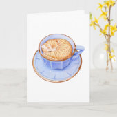 Kat in koffieblanco kaart (Gele Bloem)