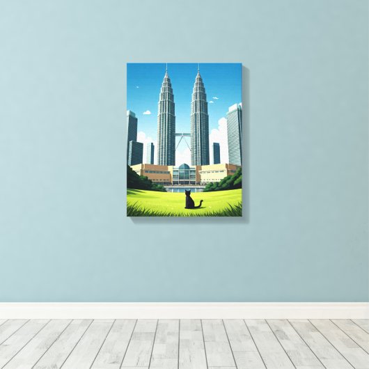 Kat in Kuala Lumpur Maleisië Canvas Afdruk (Insitu (Houten vloer))