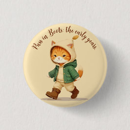 Kat in laarzen. ronde button 3,2 cm