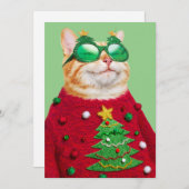 Kat in lelijke kersttrui kaart (Voorkant / Achterkant)