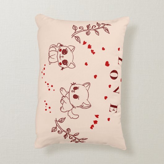 Kat in liefde accent kussen (Achterkant (Verticaal))