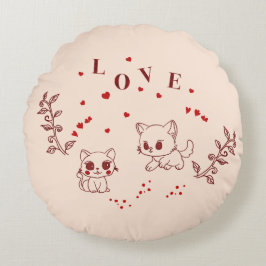 Kat in liefde rond kussen