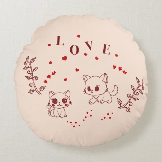 Kat in liefde rond kussen (Voorkant)