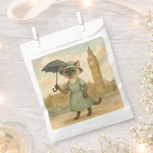 Kat in Londen bij Big Ben Bedankzakje (Geknipt)