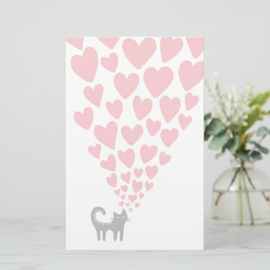 Kat in Love Briefpapier (Staand voorkant)