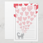 Kat in Love Briefpapier (Voorkant / Achterkant)