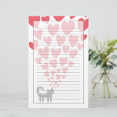 Kat in Love Briefpapier (Staand voorkant)