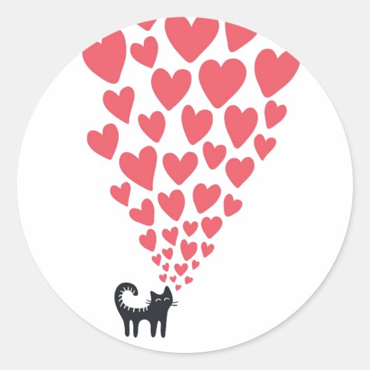 Kat in Love Ronde Sticker (Voorkant)