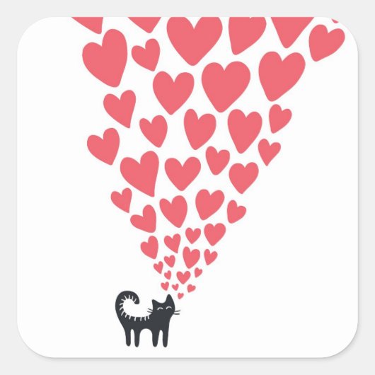 Kat in Love Vierkante Sticker (Voorkant)