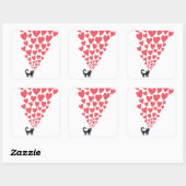Kat in Love Vierkante Sticker (Vel)