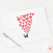 Kat in Love Vierkante Sticker (Envelop)