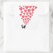 Kat in Love Vierkante Sticker (Tas)