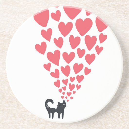 Kat in Love Zandsteen Onderzetter (Voorkant)