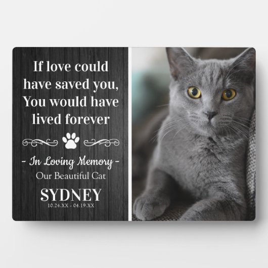 Kat In Loving Memory Foto Rustieke Herdenking Fotoplaat (voorkant)