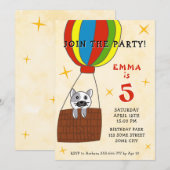 Kat in luchtballon Kids Verjaardag Kaart (Voorkant / Achterkant)