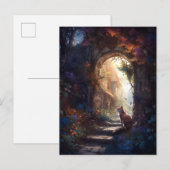Kat in Magical Alley Fantasy Art Briefkaart (Voorkant / Achterkant)