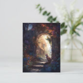 Kat in Magical Alley Fantasy Art Briefkaart (Staand voorkant)