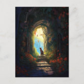 Kat in Magical Alley Fantasy Art Briefkaart (Voorkant)