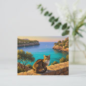 Kat in Mallorca Spanje Reizen Briefkaart (Staand voorkant)