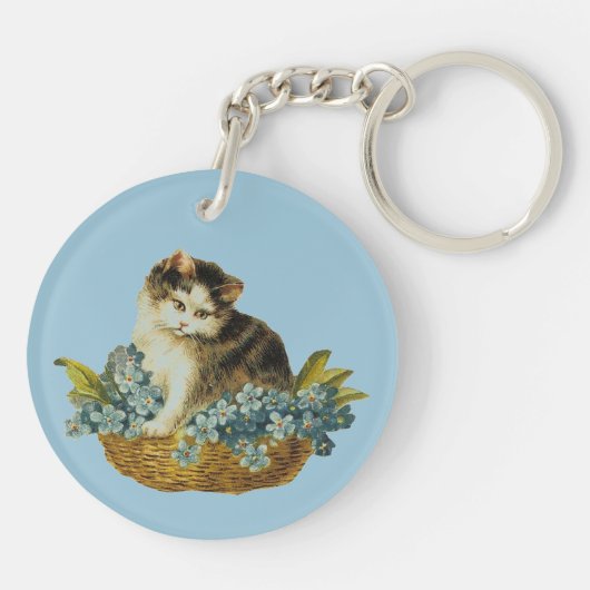 kat in mandje sleutelhanger (Achterkant)
