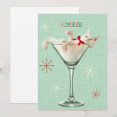 Kat in Martini Glas Kaart (Voorkant / Achterkant)