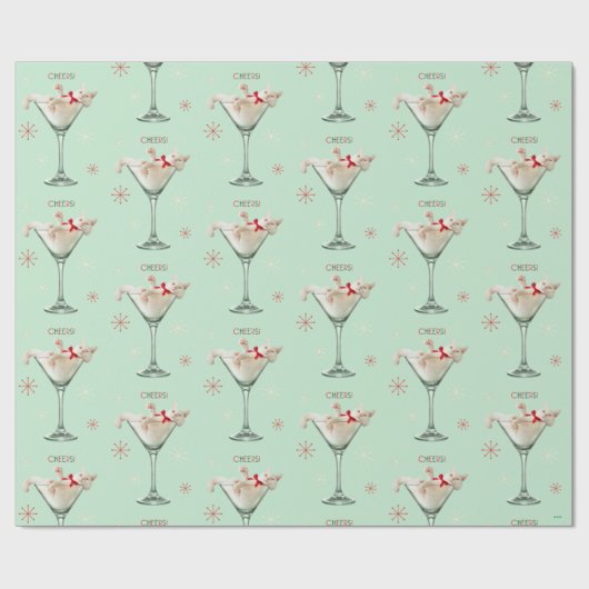 Kat in Martini Glass Cadeaupapier (Vlak)