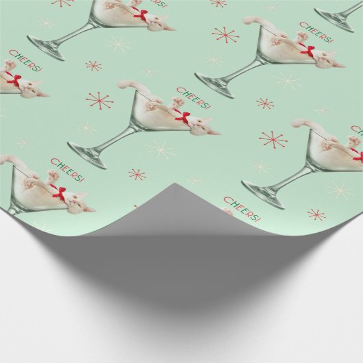 Kat in Martini Glass Cadeaupapier (Hoek)