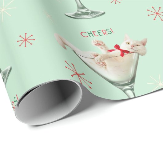 Kat in Martini Glass Cadeaupapier (Rol Hoek)