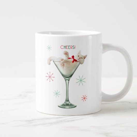 Kat in Martini Glass Grote Koffiekop (Rechts)