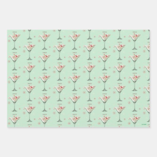Kat in Martini Glass Inpakpapier Vel (Voorkant 2)