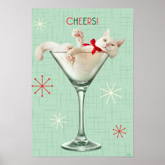 Kat in Martini Glass Poster (Voorkant)