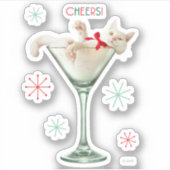 Kat in Martini Glass Sticker (Voorkant)