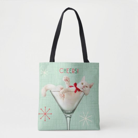 Kat in Martini Glass Tote Bag (Voorkant)
