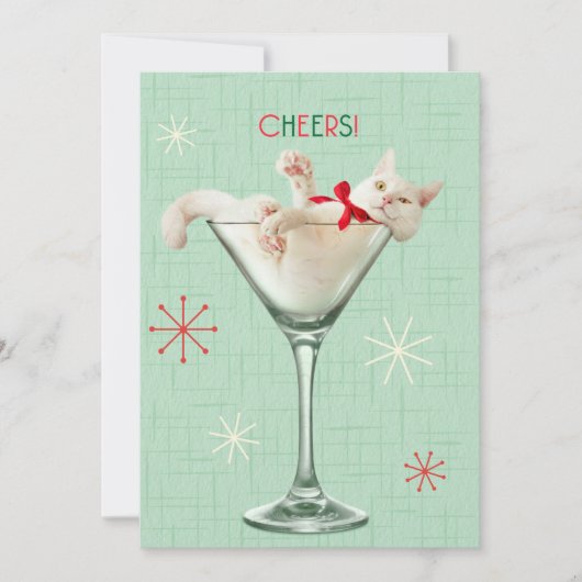 Kat in Martiniglas Kaart (Voorkant)