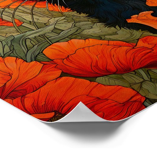 Kat in Meadow Schilderen Poster (Hoek)