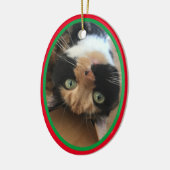 Kat In Memoriam Kerstvakantie Rood Groen Keramisch Ornament (Links)