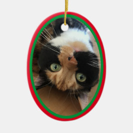 Kat In Memoriam Kerstvakantie Rood Groen Keramisch Ornament