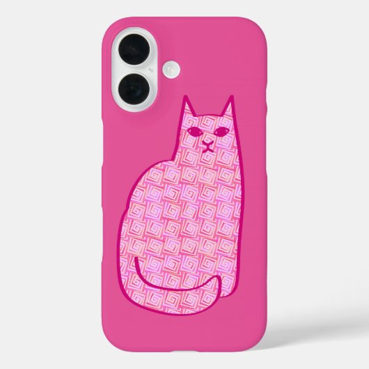 Kat in mid-century modern stijl, fuchsia en lichtr Case-Mate iPhone case (Achterkant)